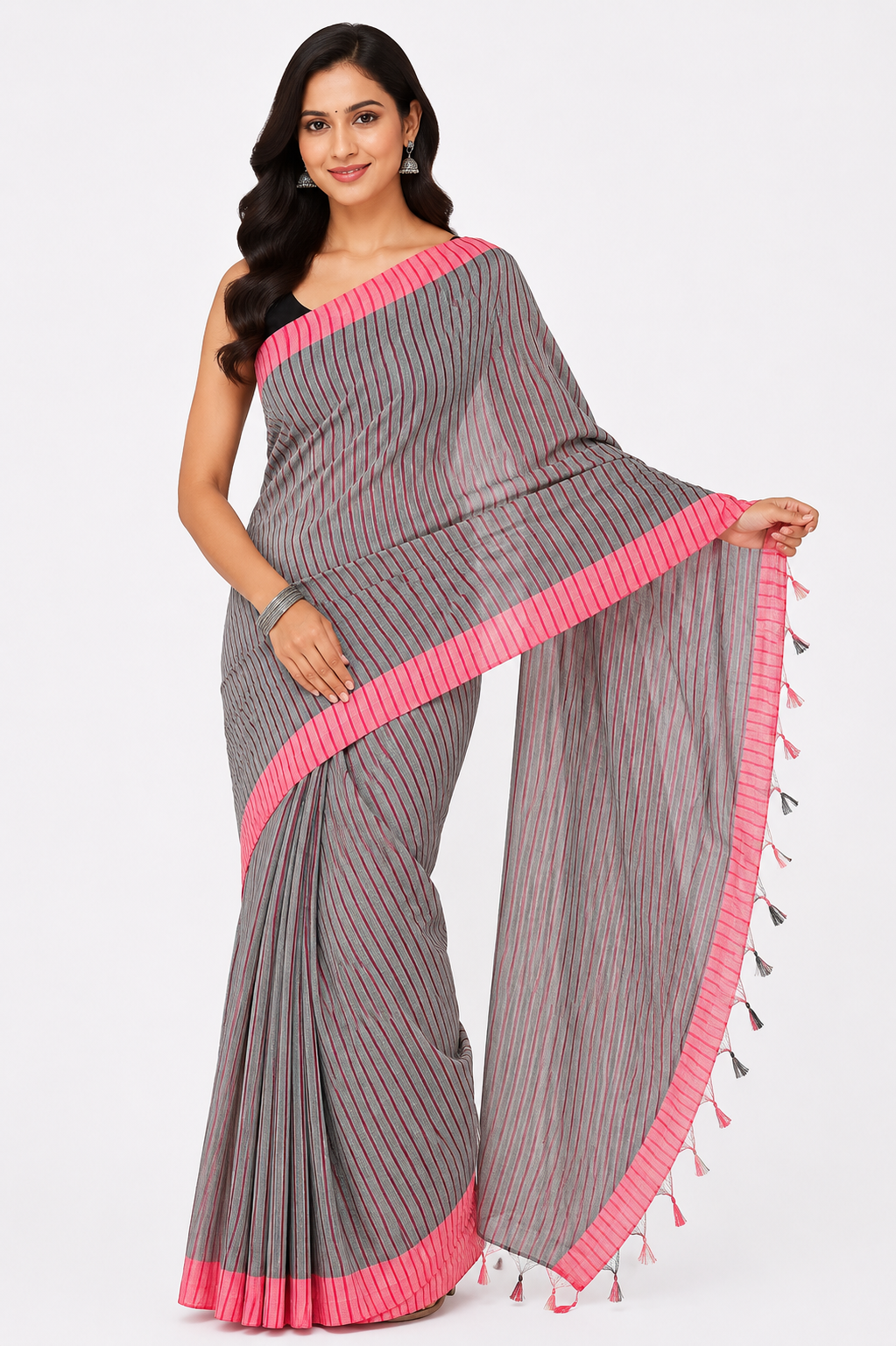 Stripe Khadi Handloom Saree