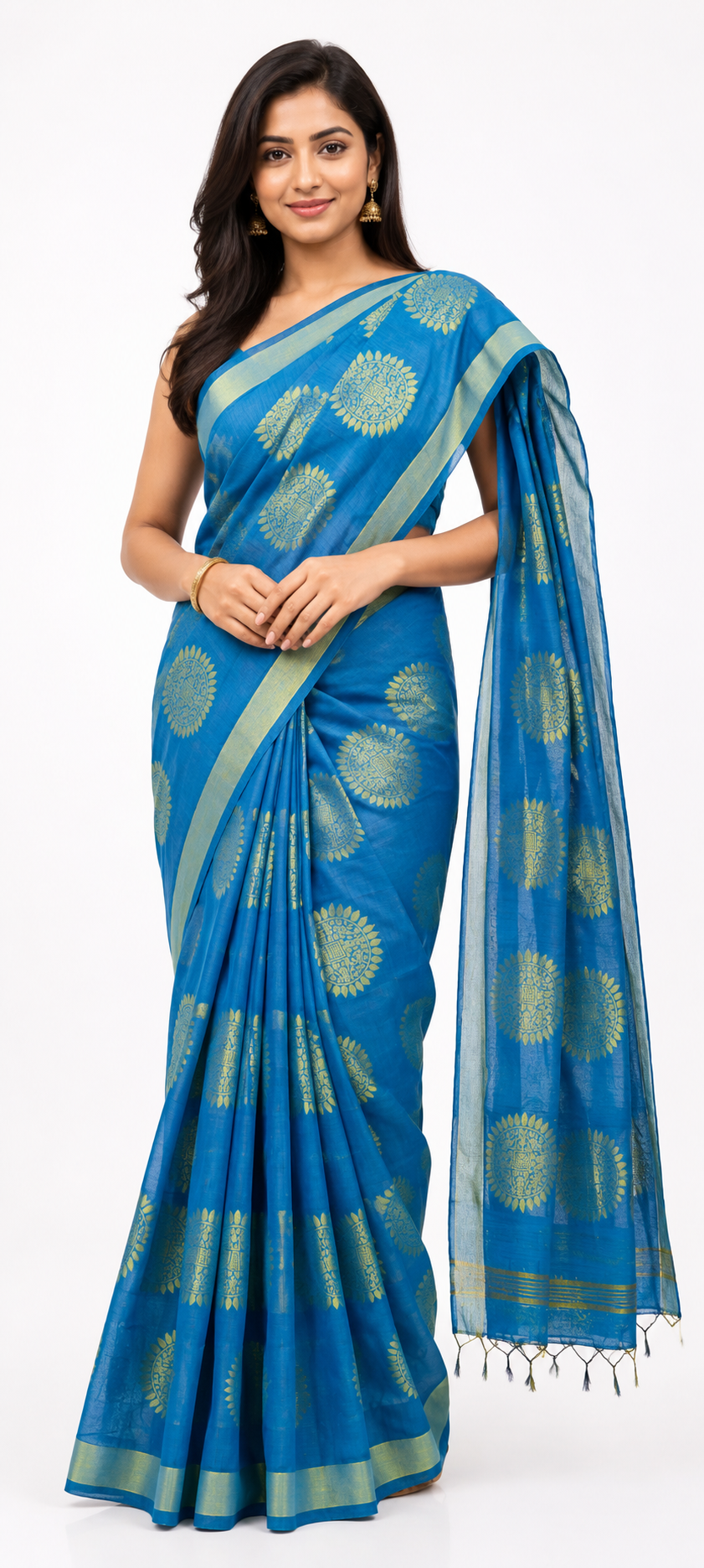 Chakra Golden Zari Handloom saree