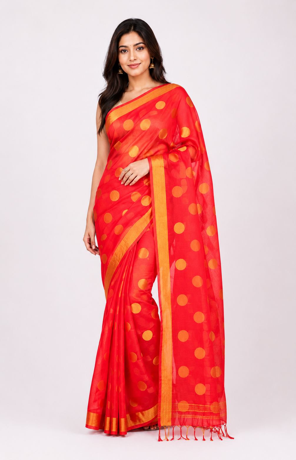 Ball Golden Zari Handloom saree