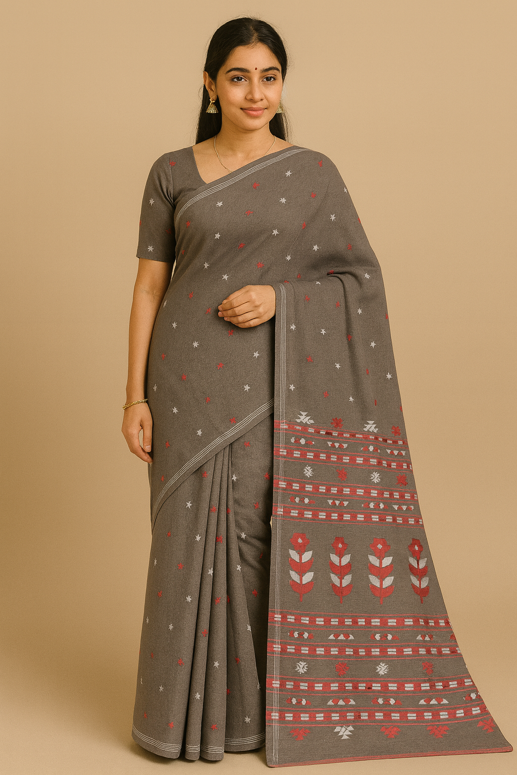 Elegant Grey work Saree