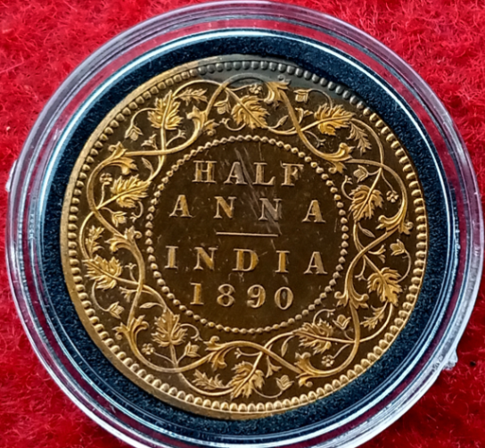 1890 Half Anna Coin from India
