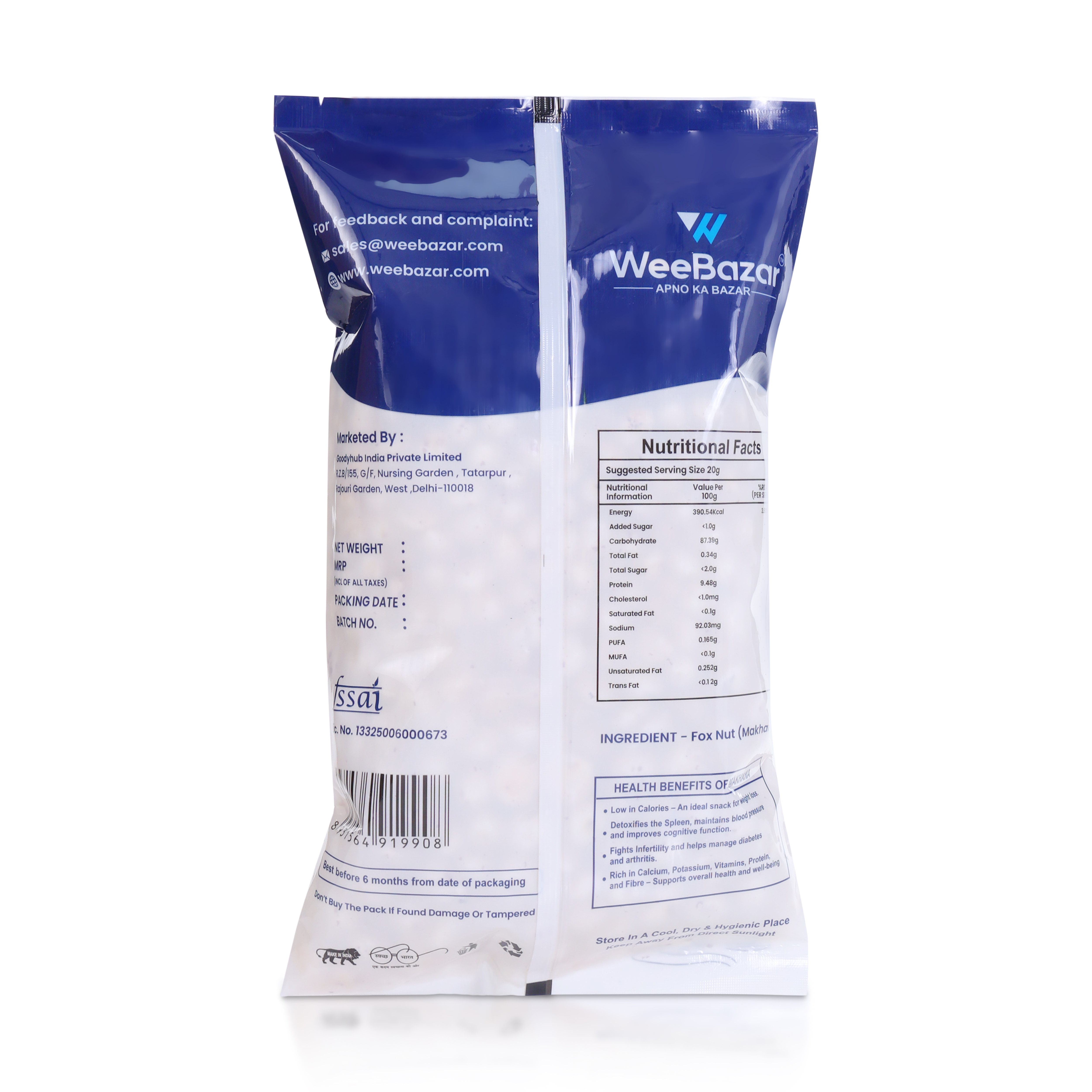 Premium White Makhana - 250 gm