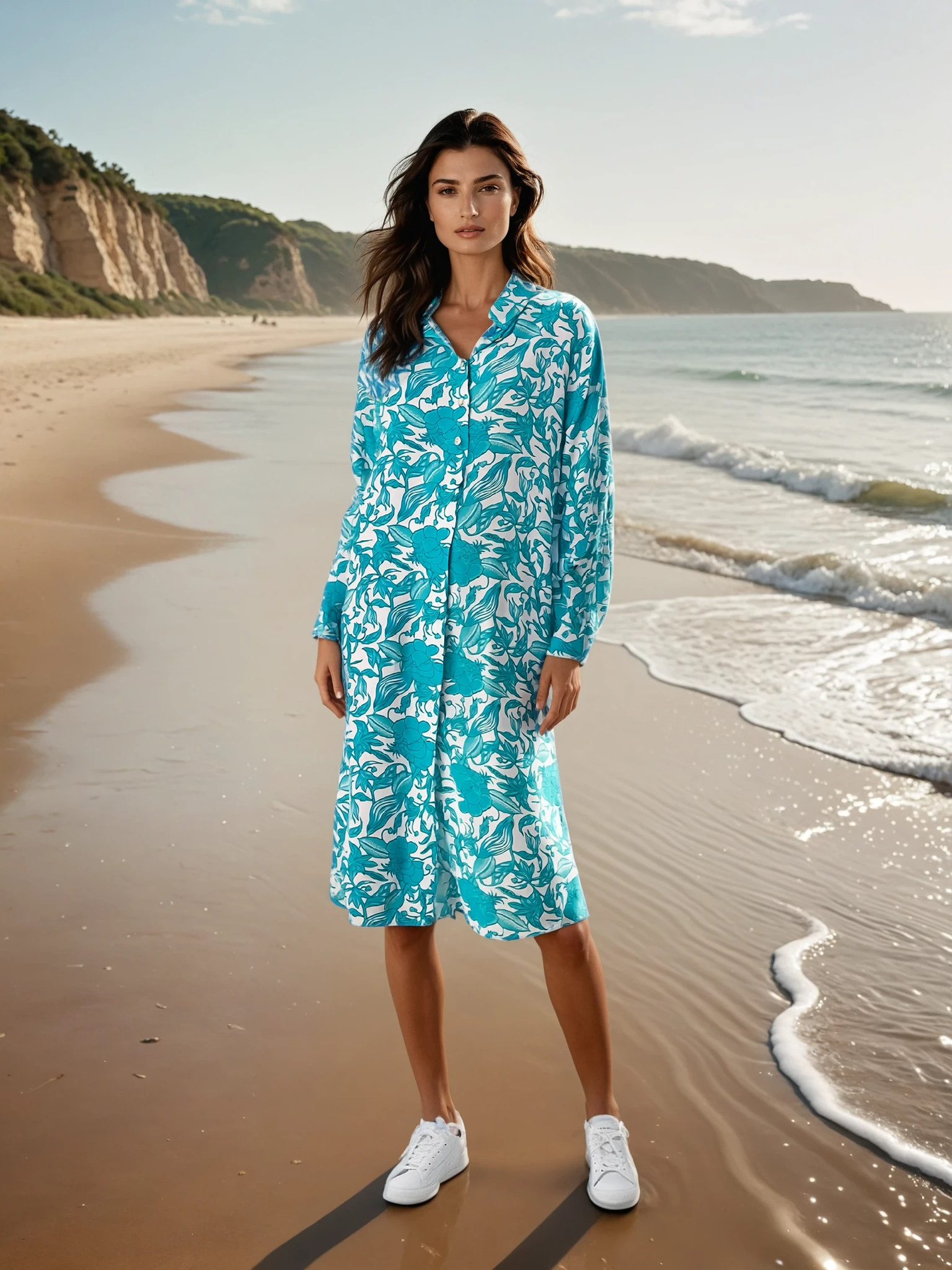 Robe d'été imprimée bleue