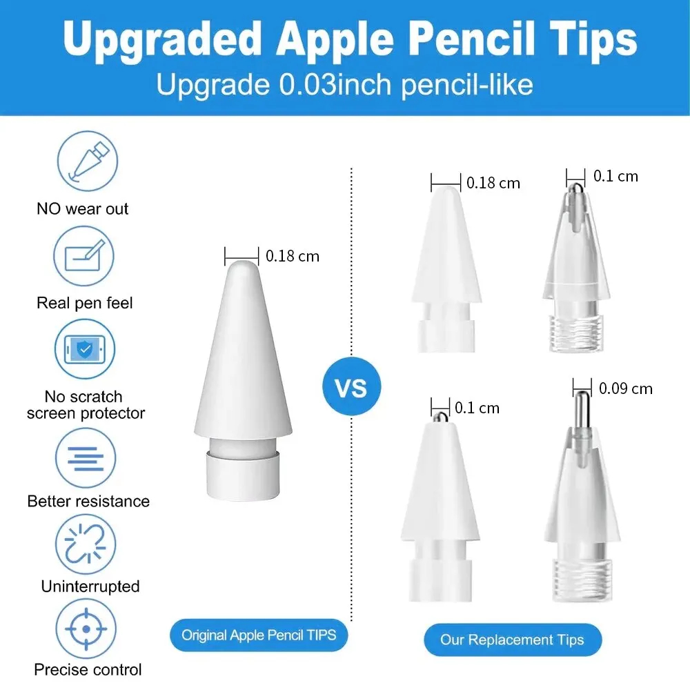 Pencil Tips For Apple Pencil 1st 2nd Generation Double Layer 2B & HB & Thin Tip