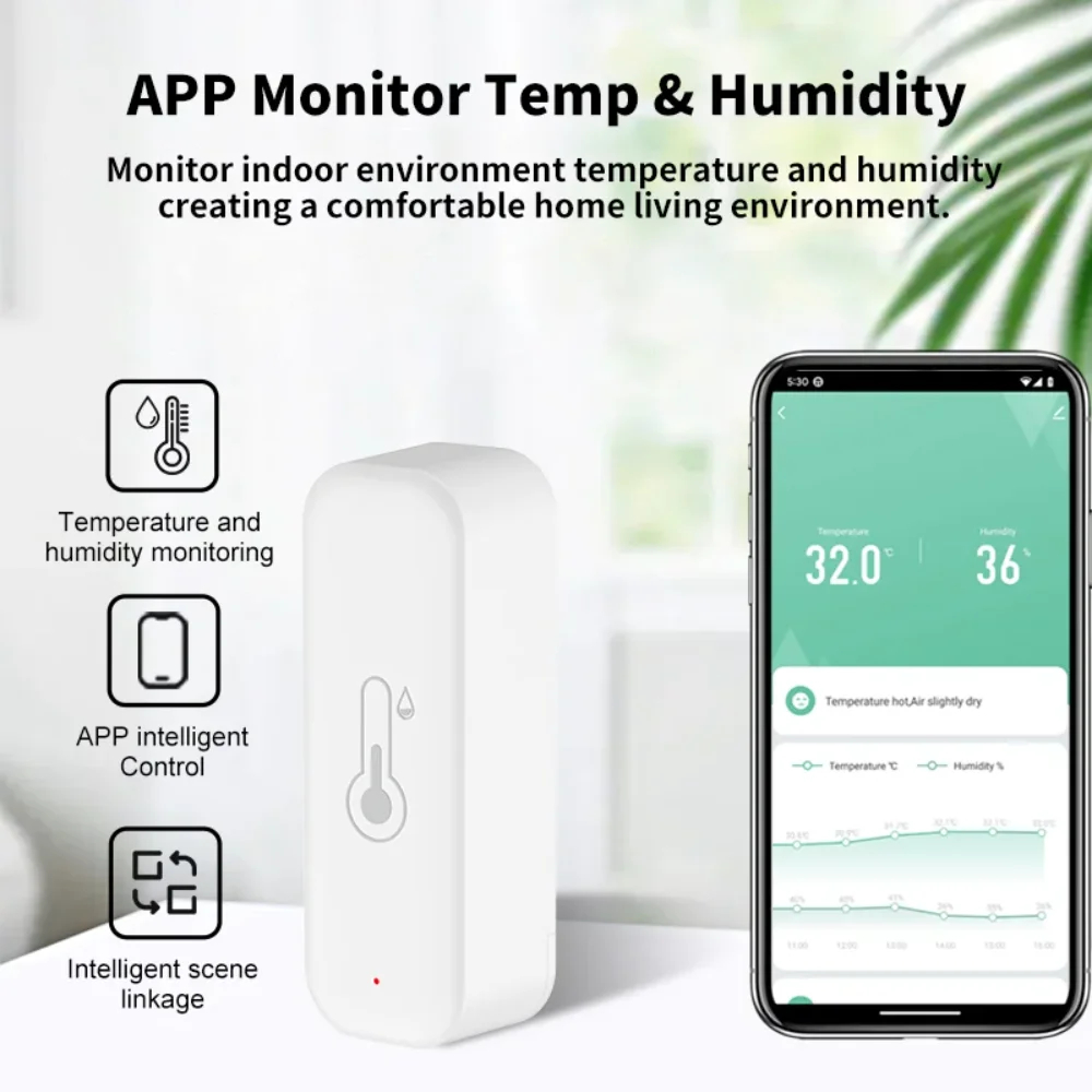 Tuya WIFI Temperature Humidity Sensor Thermometer Hygrometer Smart Home UK Stock