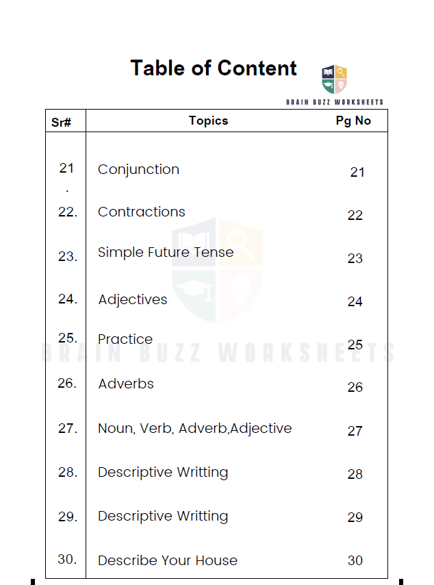 English Grammar Grade 3 Worksheet