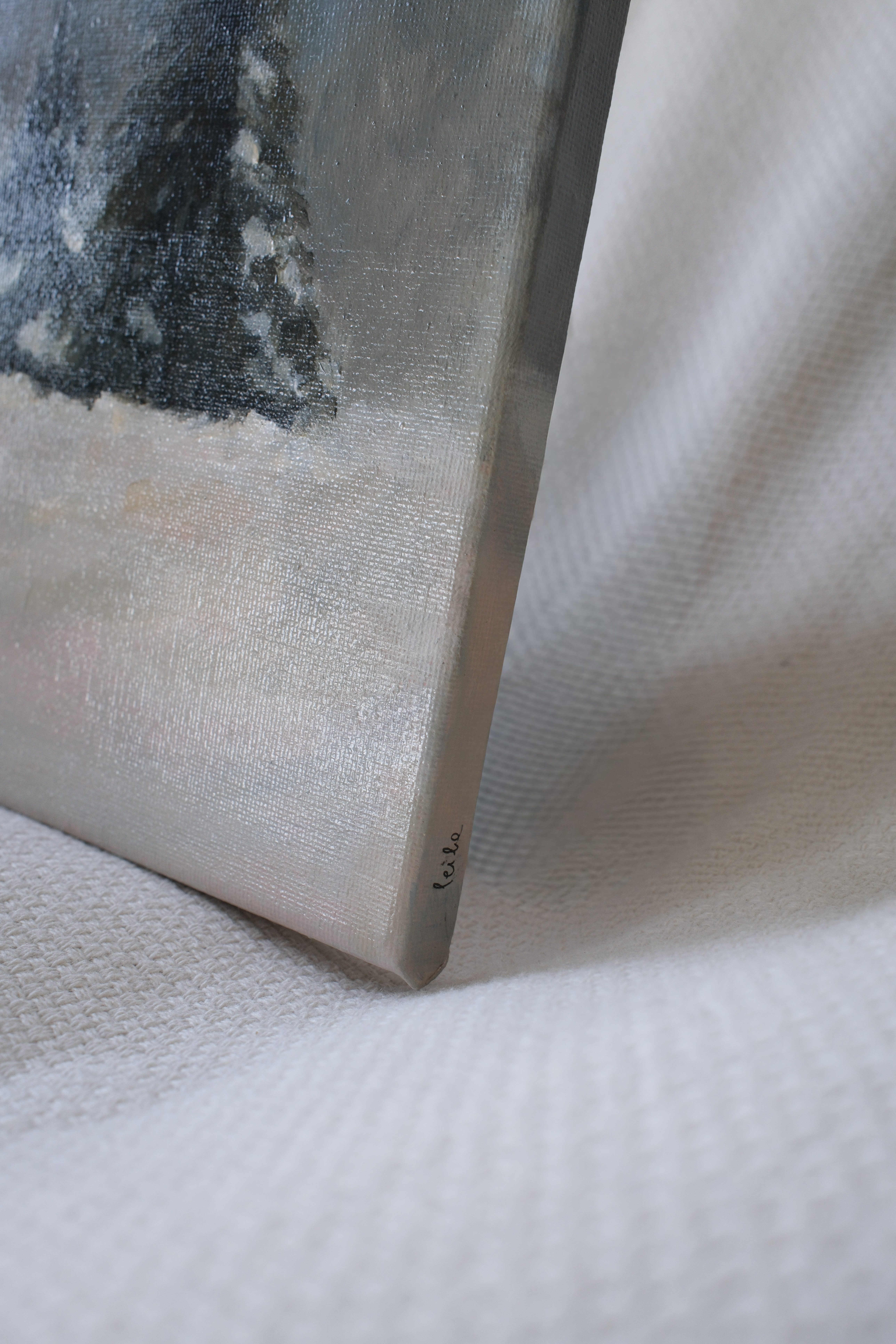 Snowy Pine Trees Painting