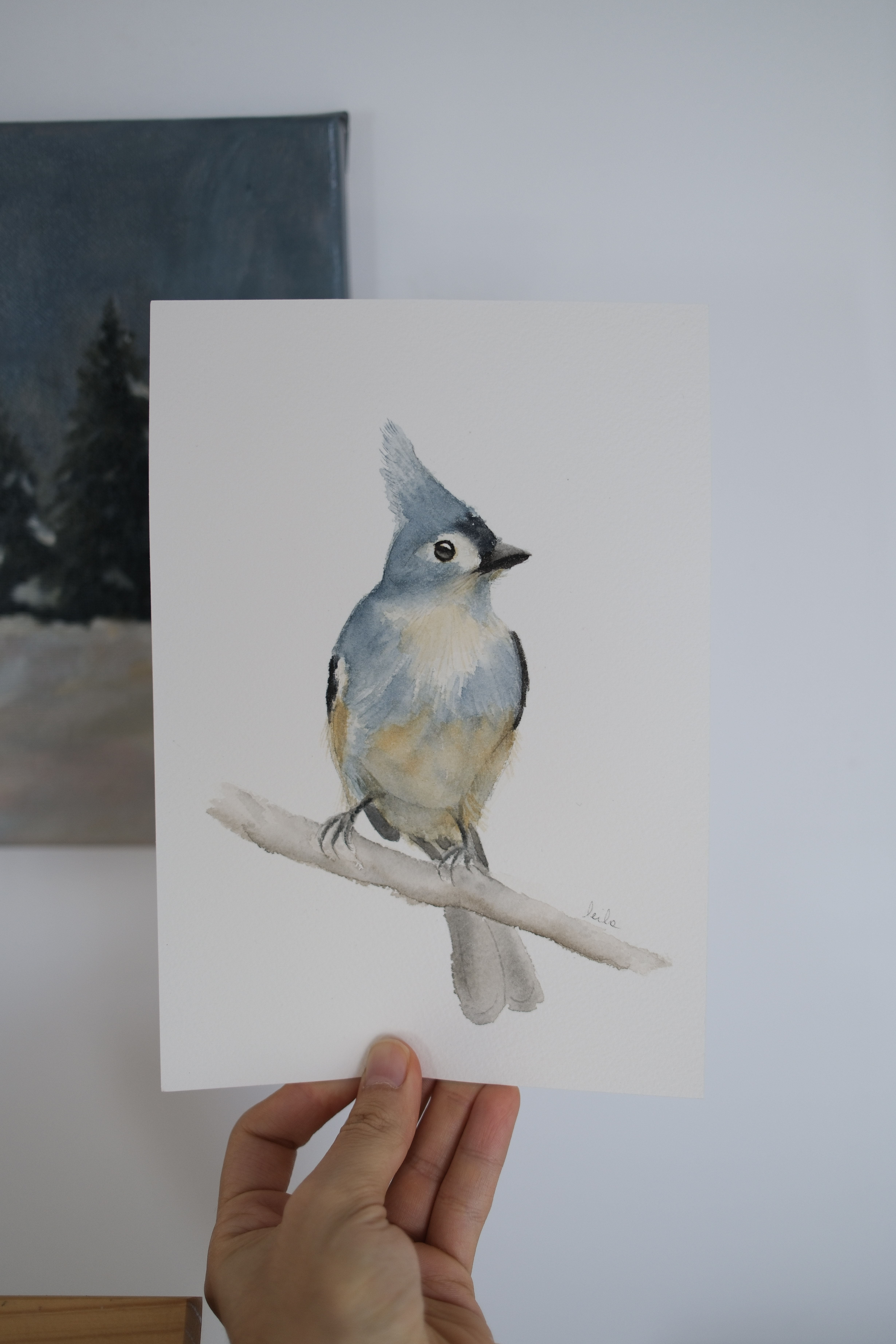 Blue-crested Bird Painting