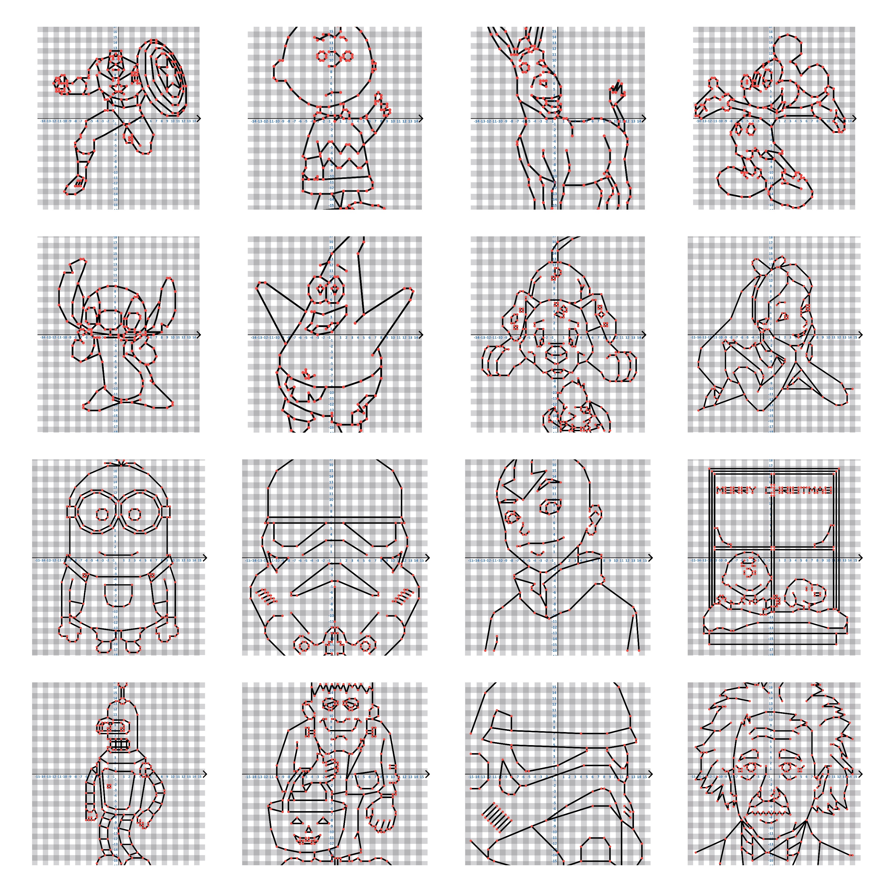 225 Coordinate Graphing Pictures