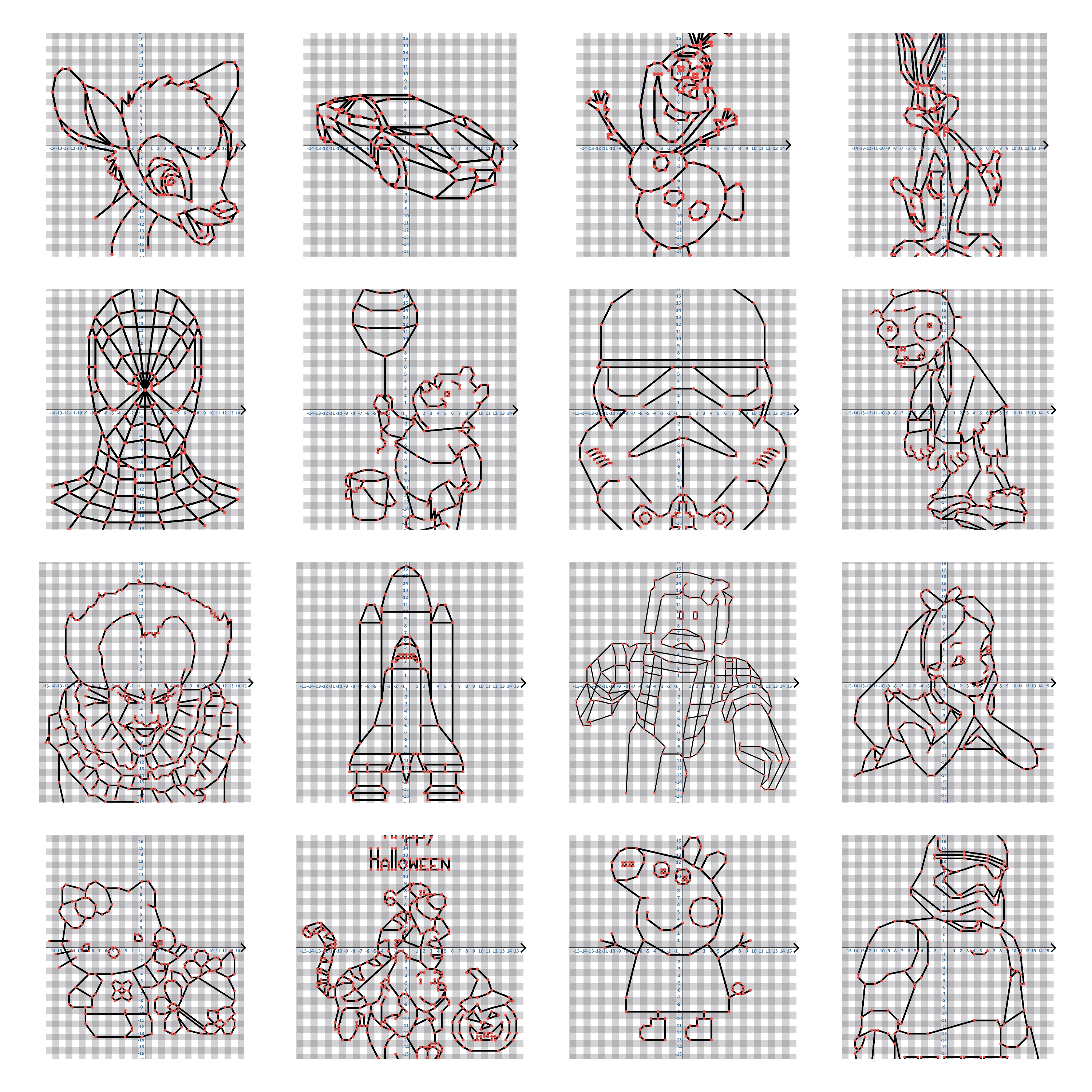 225 Coordinate Graphing Pictures