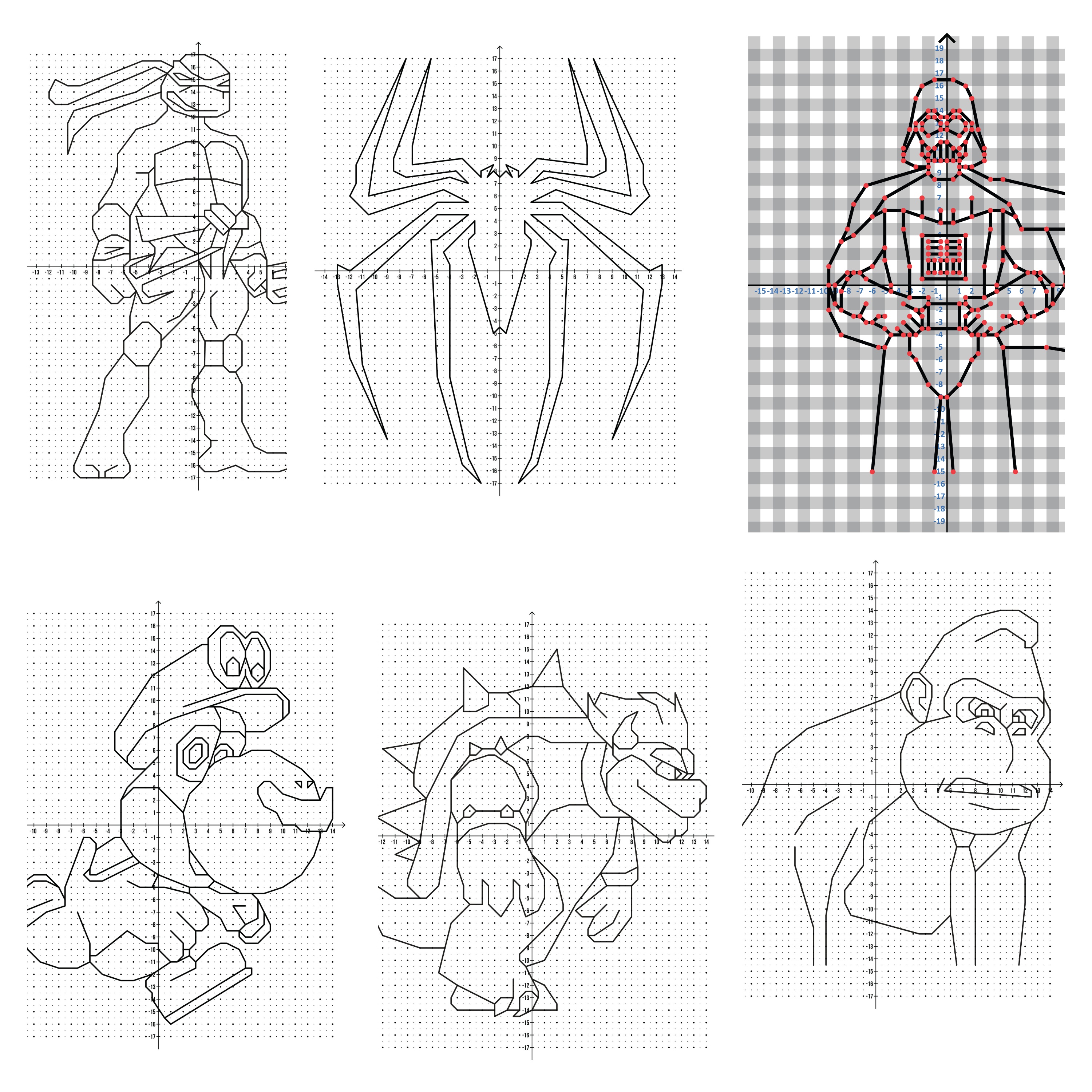 225 Coordinate Graphing Pictures
