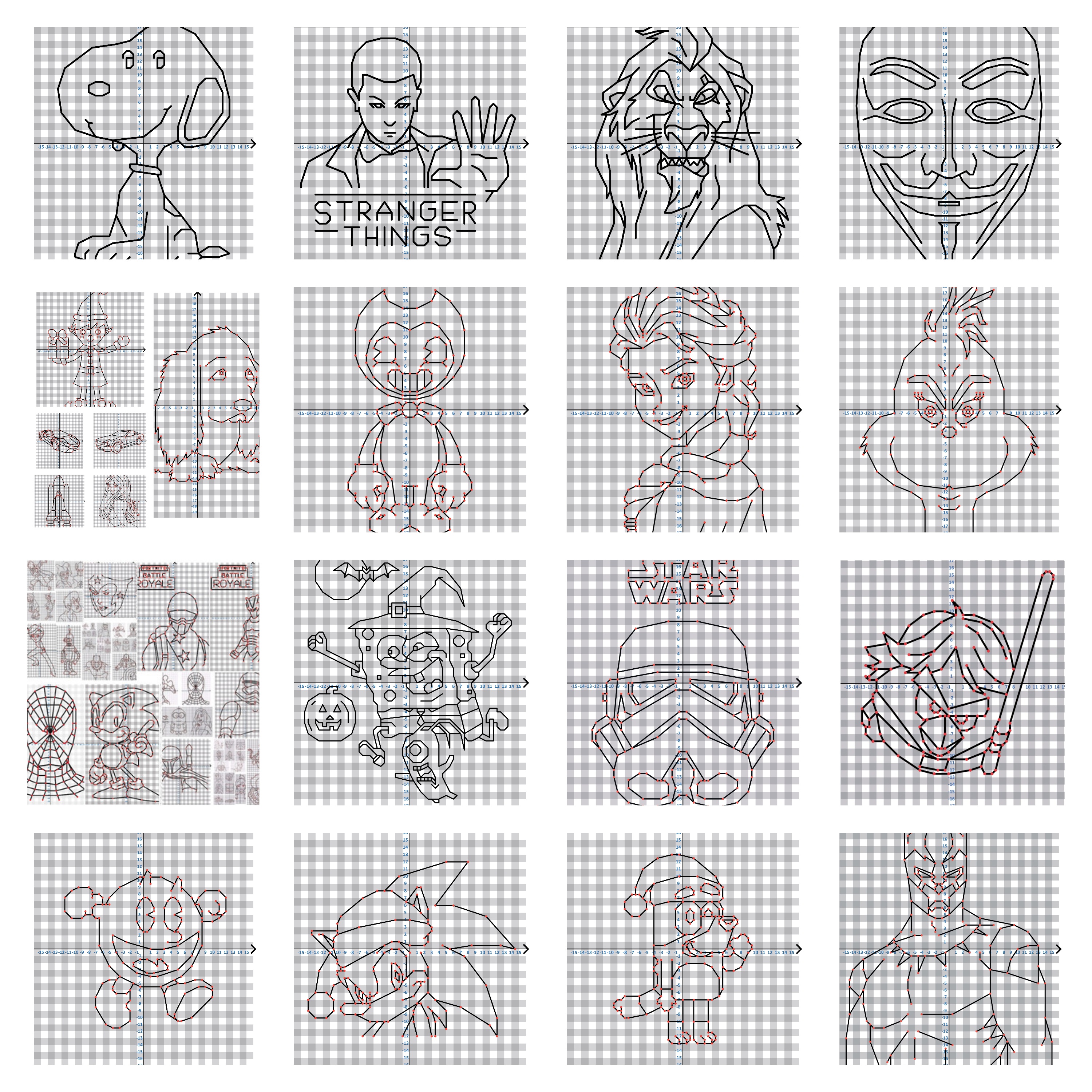 225 Coordinate Graphing Pictures