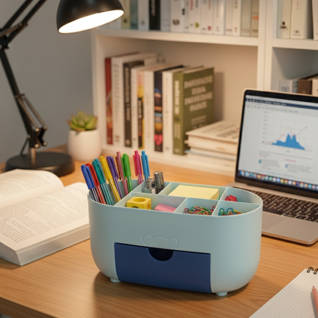 Desk Organizer with Drawer Pen Stand