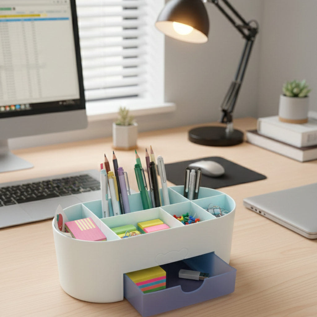 Desk Organizer with Drawer Pen Stand