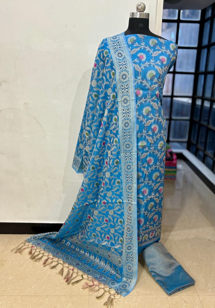 Blue Floral Printed Salwar Suit