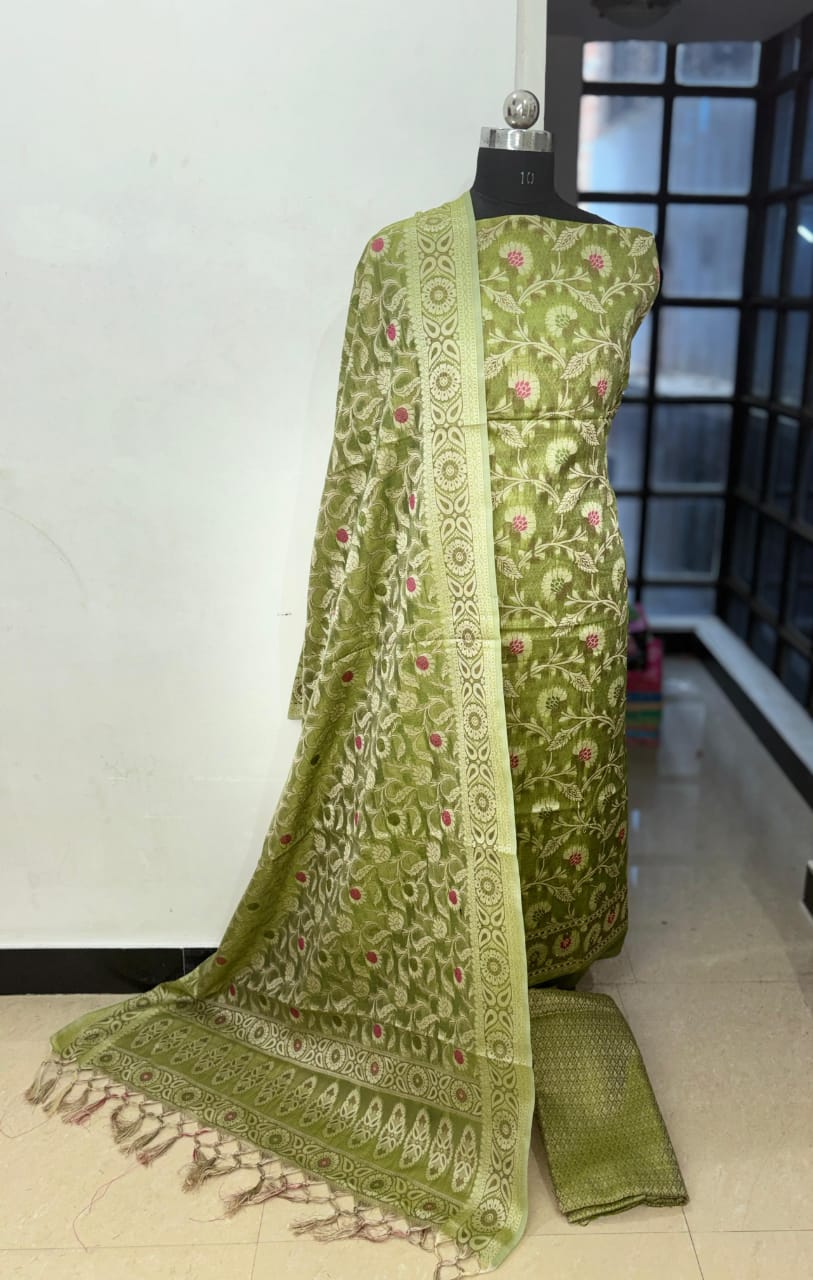 Green Banarasi Silk Salwar Suit
