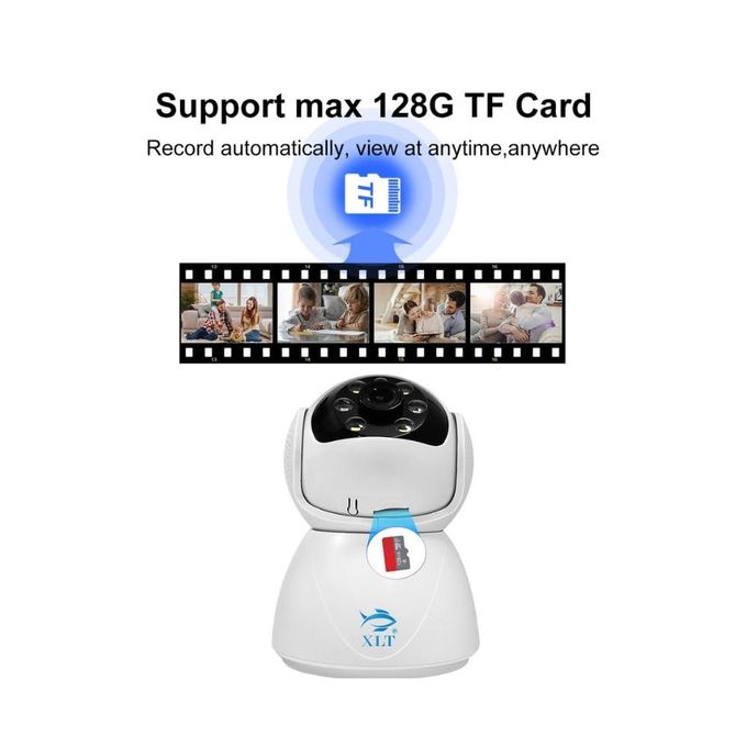 Partagez ce produit    Caméra de sécurité intérieure XLT WiFi pour la maison, surveillance bébé et animaux domestiques avec suivi de mouvement intelligent, excellente qualité d'image, vision nocturne et audio bidirectionnel.