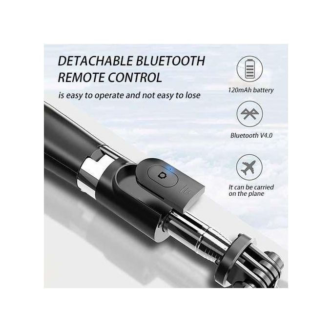 Perche à selfie portable 4+1 avec lampe selfie et support de téléphone rétractable