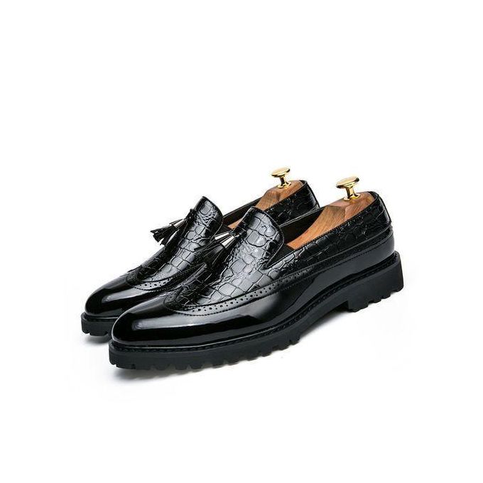 Banagat Chaussures Brogues à pampilles brillantes pour hommes, mocassins et chaussures sans lacets, noir formel et professionnel