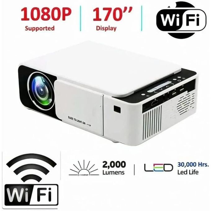 Projecteur WiFi Cinéma Smartphone Home Cinéma Android Projecteur Extérieur Portable WiFi Bluetooth Mini Projecteur 1080p Smart TV Box avec Haut-parleur Intégré - Multicolore
