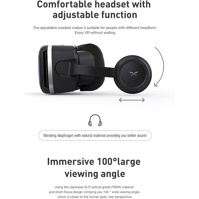 Casque de réalité virtuelle avec écouteurs, FIYAPOO - Lunettes de réalité virtuelle 3D pour films et jeux vidéo 3D 