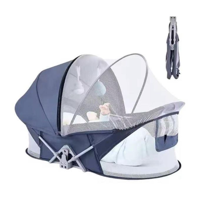 Berceau de voyage pliable pour nouveau-né, léger et portable, lavable, avec pare-soleil et moustiquaire - Multicolore