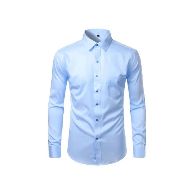 Ensemble de 3 chemises de bureau en coton pour homme, manches longues - Blanc, Bleu et Rose