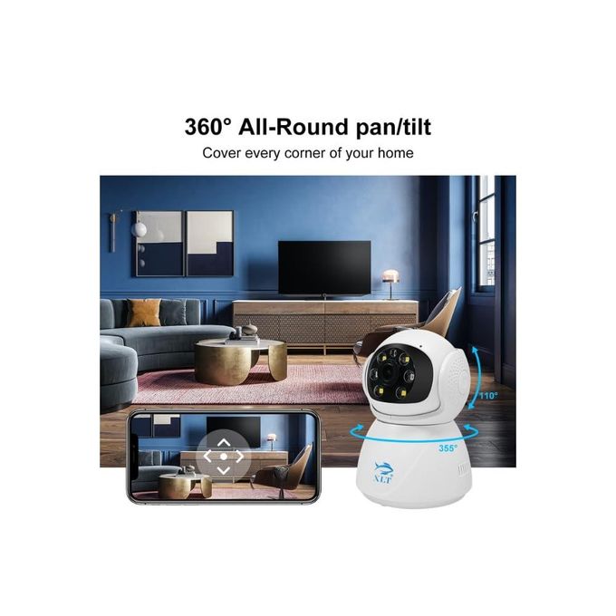 Partagez ce produit    Caméra de sécurité intérieure XLT WiFi pour la maison, surveillance bébé et animaux domestiques avec suivi de mouvement intelligent, excellente qualité d'image, vision nocturne et audio bidirectionnel.