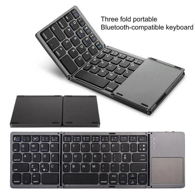 Mini clavier pliable avec pavé tactile, compatible Bluetooth 3.0 et sans fil, pour Windows, Android, iOS, tablettes, téléphones et téléviseurs connectés.