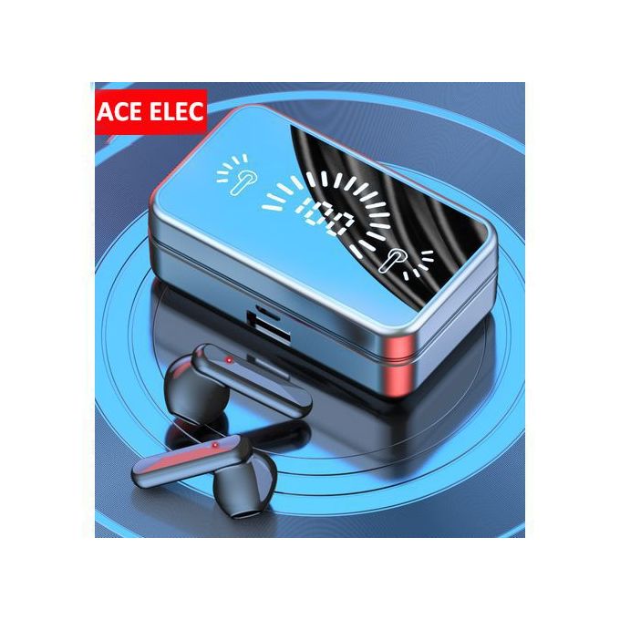 Écouteurs sans fil Ace Elec ACE avec affichage numérique miroir et son stéréo 9D