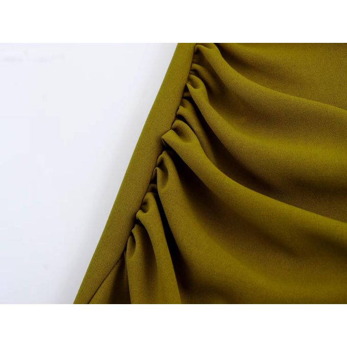 Robe longue cintrée sans manches pour femme, ornée d'anneaux métalliques ajourés - Verte