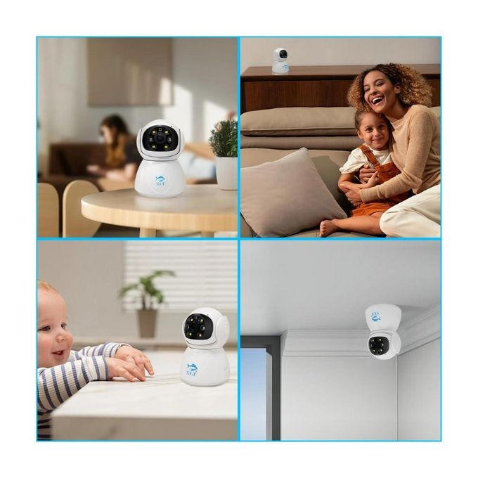 Partagez ce produit    Caméra de sécurité intérieure XLT WiFi pour la maison, surveillance bébé et animaux domestiques avec suivi de mouvement intelligent, excellente qualité d'image, vision nocturne et audio bidirectionnel.