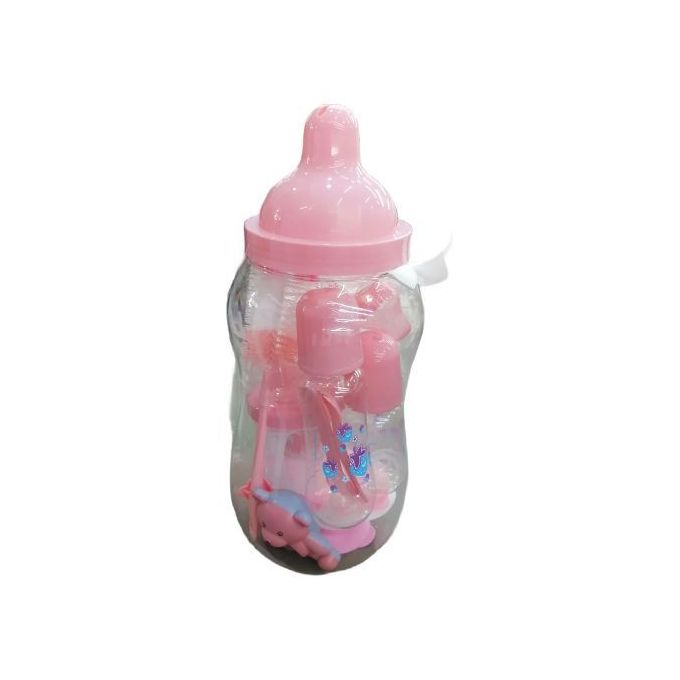 Coffret cadeau de biberons Big Boss 13 en 1 pour l'alimentation des bébés - Rose.