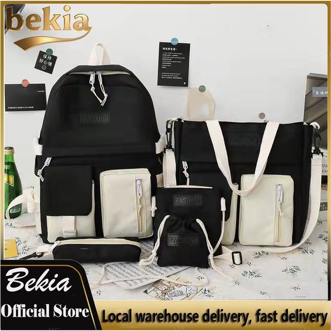 Ensemble sac à dos Bekia 5 en 1 unisexe : sac à dos, sac à main, sac bandoulière et portefeuille.