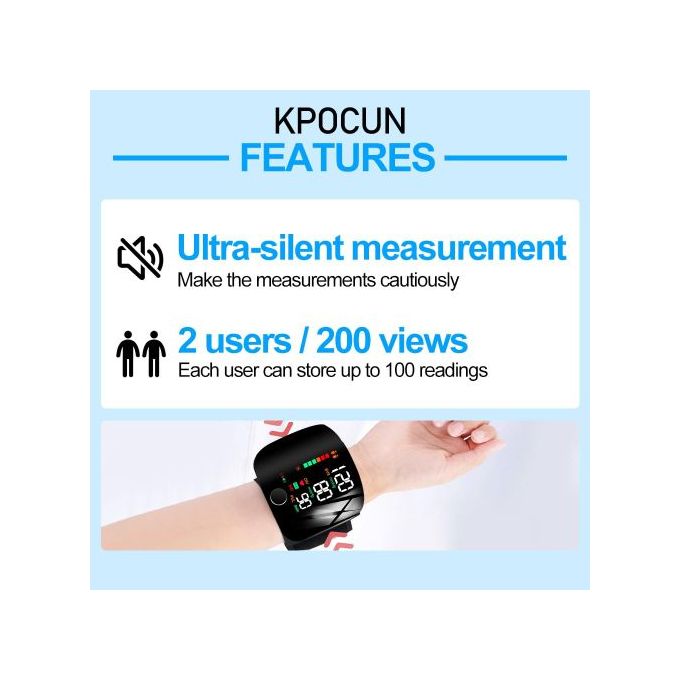 Tensiomètre automatique Olykas au poignet, rechargeable