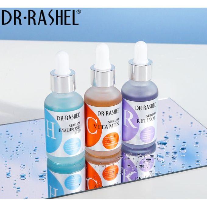 Coffret Dr Rashell - Soin éclaircissant et anti-âge à la vitamine C (5 pièces) et coffret complet de sérums pour le visage (3 unités).