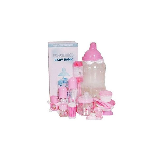 Coffret cadeau de biberons Big Boss 13 en 1 pour l'alimentation des bébés - Rose.