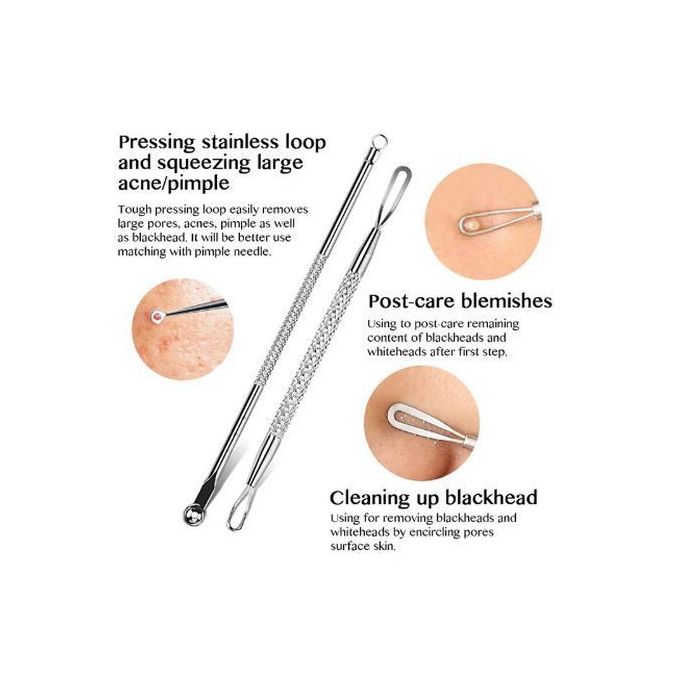 Kit de 4 aiguilles en acier inoxydable pour l'extraction de l'acné du visage