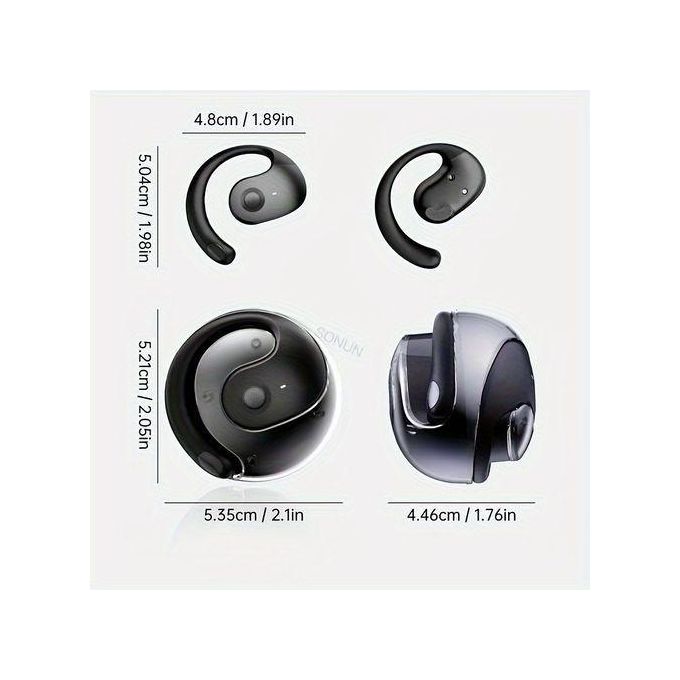 Écouteurs sans fil Bluetooth à crochet d'oreille avec son stéréo HiFi, casque audio sport à commandes tactiles