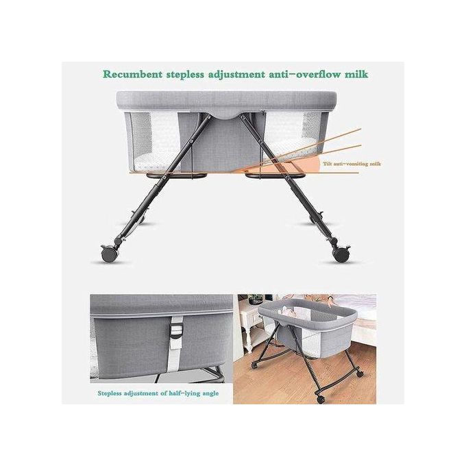 Lit bébé cododo, lit de voyage multifonction réglable en hauteur, parc pliable avec roulettes universelles à 360° - Multicolore