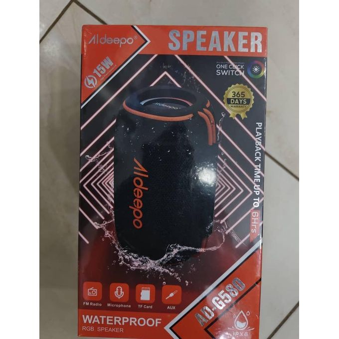 Enceinte étanche AG580 avec une puissance audio de 15 watts, lecteur de carte TF, port USB, Bluetooth, radio FM et autonomie de 6 heures - Multicolore