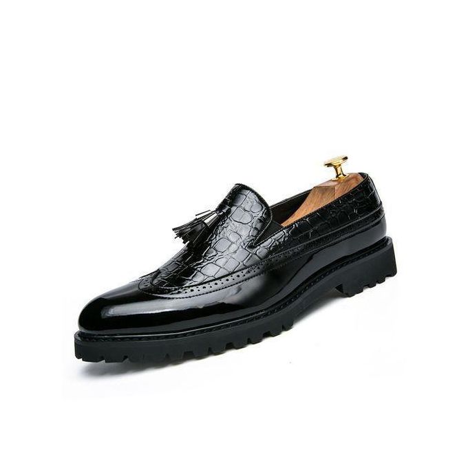 Banagat Chaussures Brogues à pampilles brillantes pour hommes, mocassins et chaussures sans lacets, noir formel et professionnel