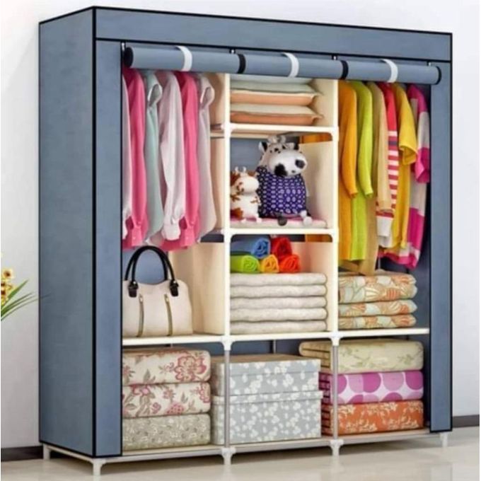 Armoire à trois colonnes, couleur unie, multi-usage - grise