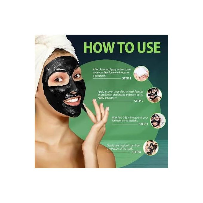 Masque au charbon naturel anti-points noirs et acné, masque peel-off noir pour tous types de peau, nettoyage en profondeur, éclaircissement et rajeunissement.