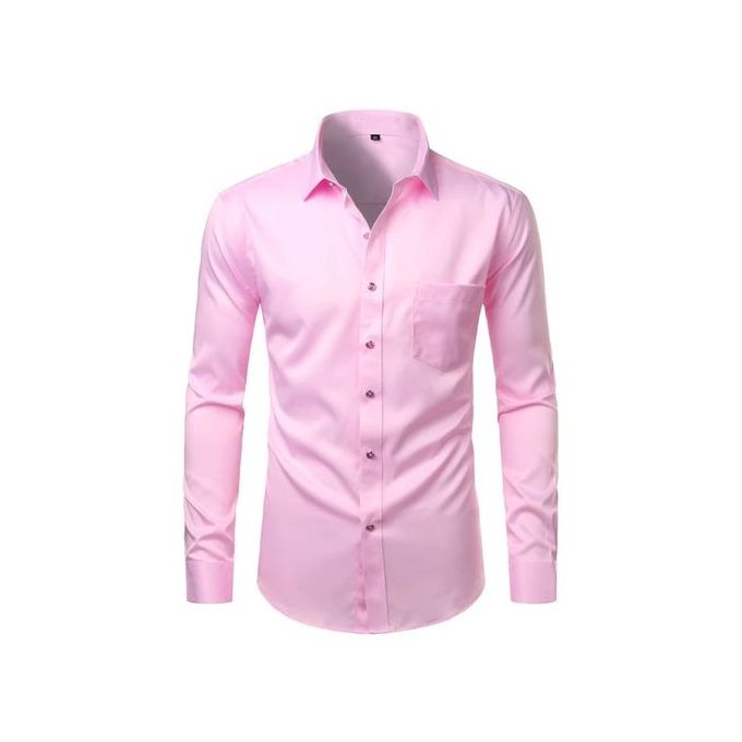 Ensemble de 3 chemises de bureau en coton pour homme, manches longues - Blanc, Bleu et Rose