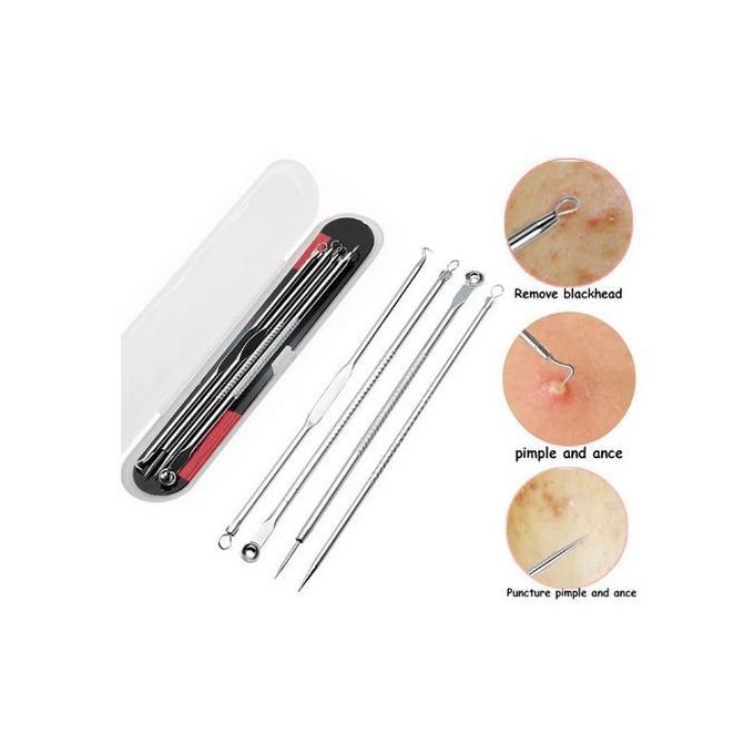 Kit de 4 aiguilles en acier inoxydable pour l'extraction de l'acné du visage