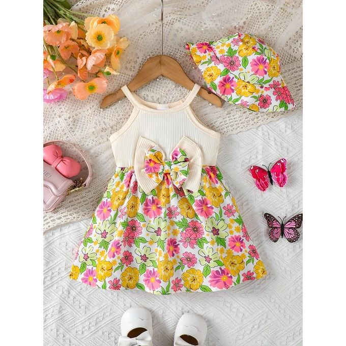 Robe-camisole à imprimé floral Catpapa pour fille de 1 à 3 ans. Vêtements pour filles parfaits pour les sorties, les pique-niques et les moments de convivialité.