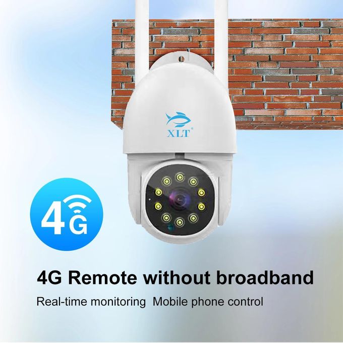 Caméra intelligente XLT 4G HD 1080p pour extérieur/intérieur, sans fil, Wi-Fi, compatible avec Alexa et l'Assistant Google/l'application Smart Life pour audio bidirectionnel, suivi automatique, vision nocturne, étanche IP66