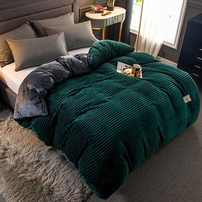 Couette en velours côtelé vert