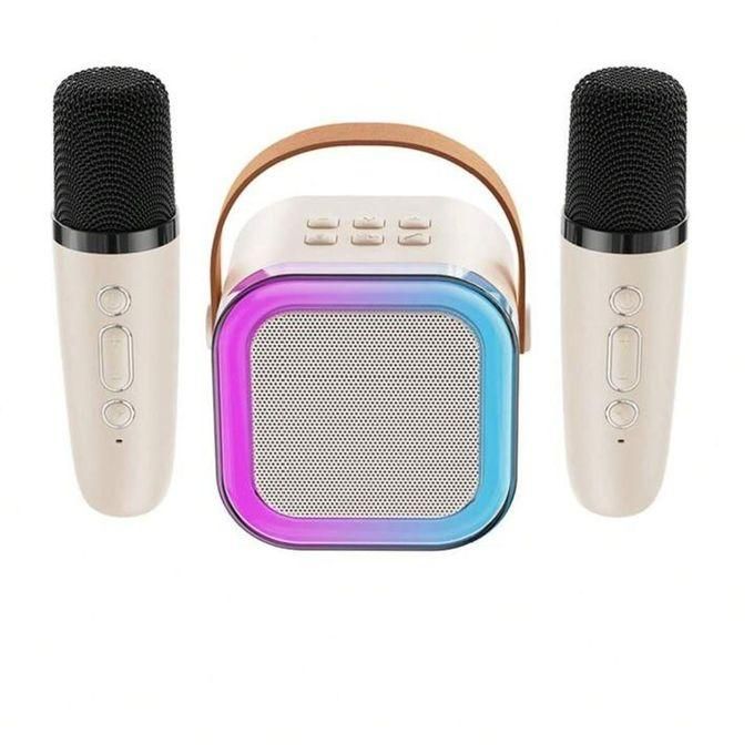 Mini machine de karaoké portable avec 2 microphones sans fil et haut-parleur Bluetooth BT